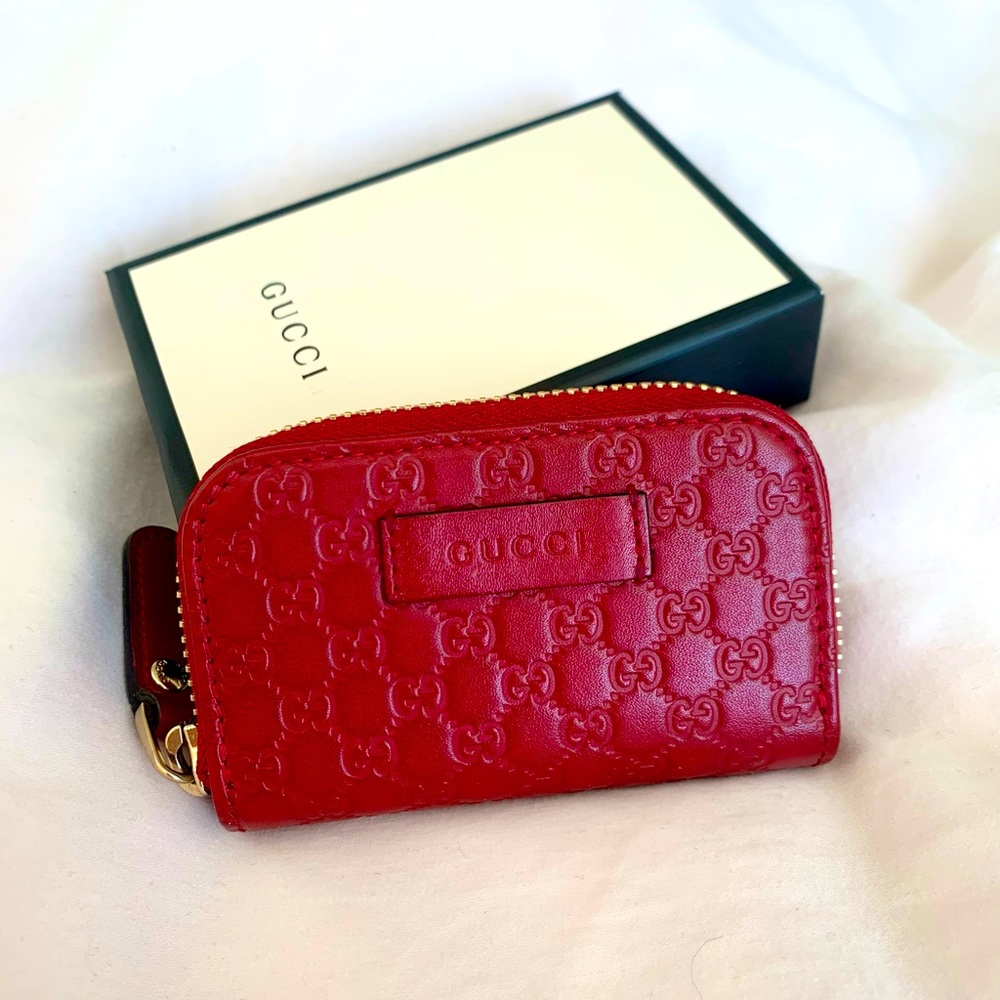 Gucci GG monogram coin purse red 100% authentic